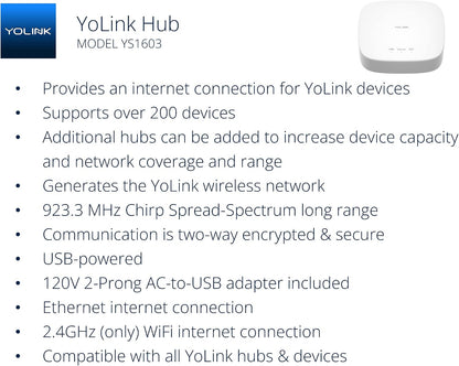 YoLink Water Leak Starter Kit: Hub + 6 Leak Sensor 1 (Silent), LoRa Long-Range, App/SMS/Email Alerts, D2D Offline Triggers, 2 AAA Up to 5-Year Battery, Compatible with Alexa/IFTTT/Home Assistant