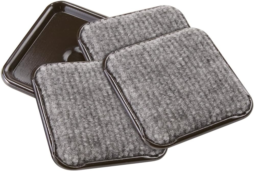 SoftTouch 2-1/2" Square Reusable Carpet Bottom Furniture Caster Cups for Office Chairs, Desks, and Carts, Furniture Wheel Caster Cups for Carpet and Hardwood Surfaces, 12-Pack, Brown/Gray