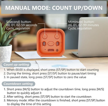 GuDoQi Multi-Function Cube Timer, 5/10/30/60 Min & Custom Count Down, Included Pause & Resume Feature, Silent, Vibrate & Adjustable Sound Alarm for Productivity in Tasks, Study & Kitchen, Purple