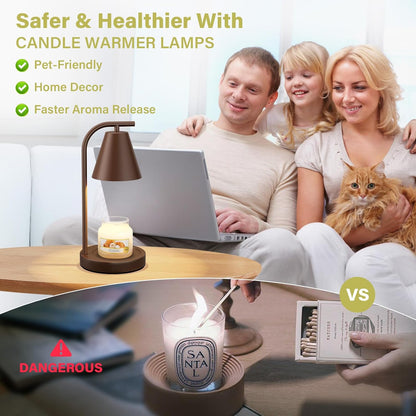 Brown Candle Warmer Lamp with Timer-Electric Candle Light for Bedroom Decor, Aromatherapy at Home | Gifts for Men | Home Gift Ideas