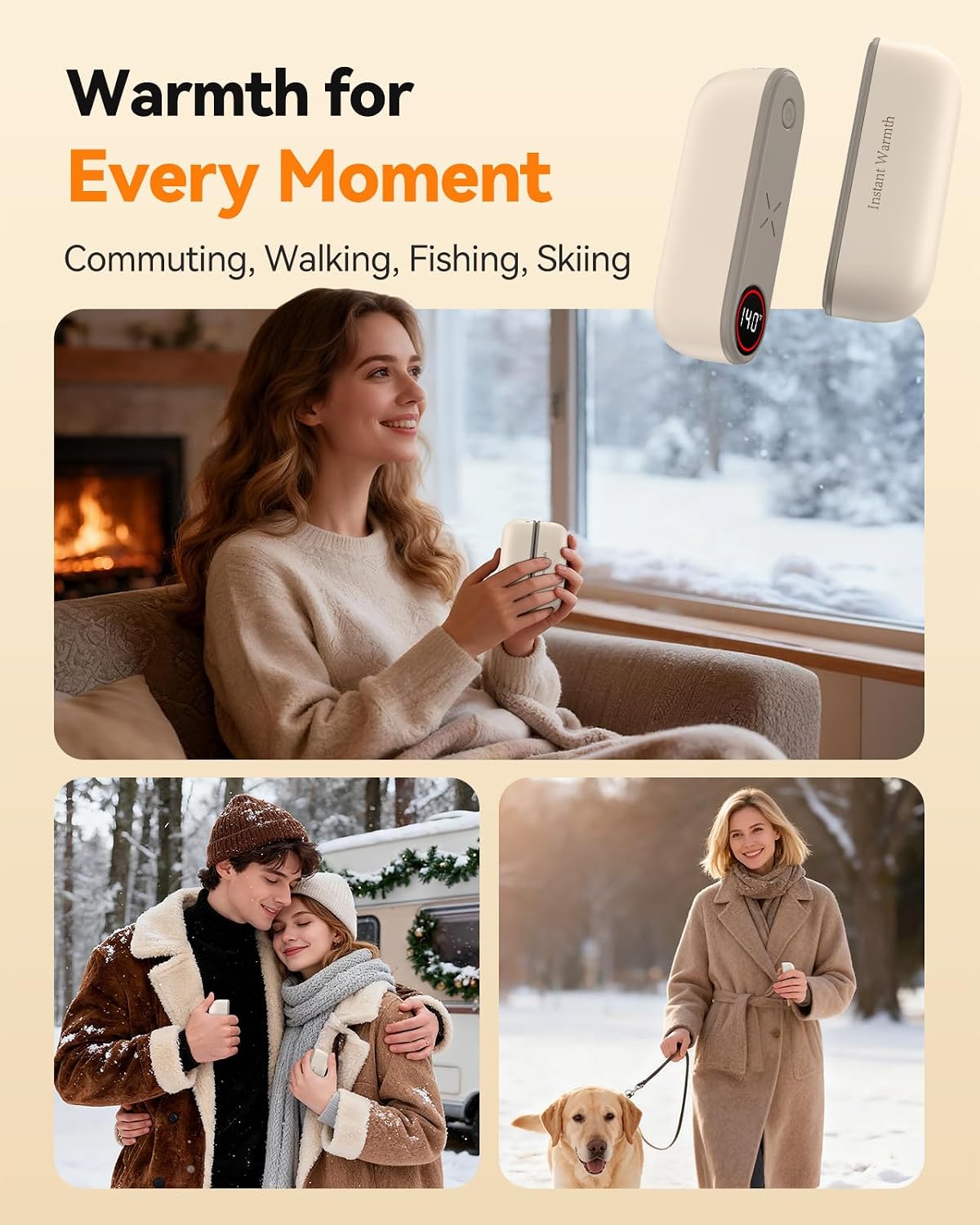 2 in 1 Hand Warmers Rechargeable, Magnetic Electric Hand Warmer 8000mAh USB-C, 3 Heat Levels up to 140°F, Quick Heating Portable Hand Warmers, Gifts