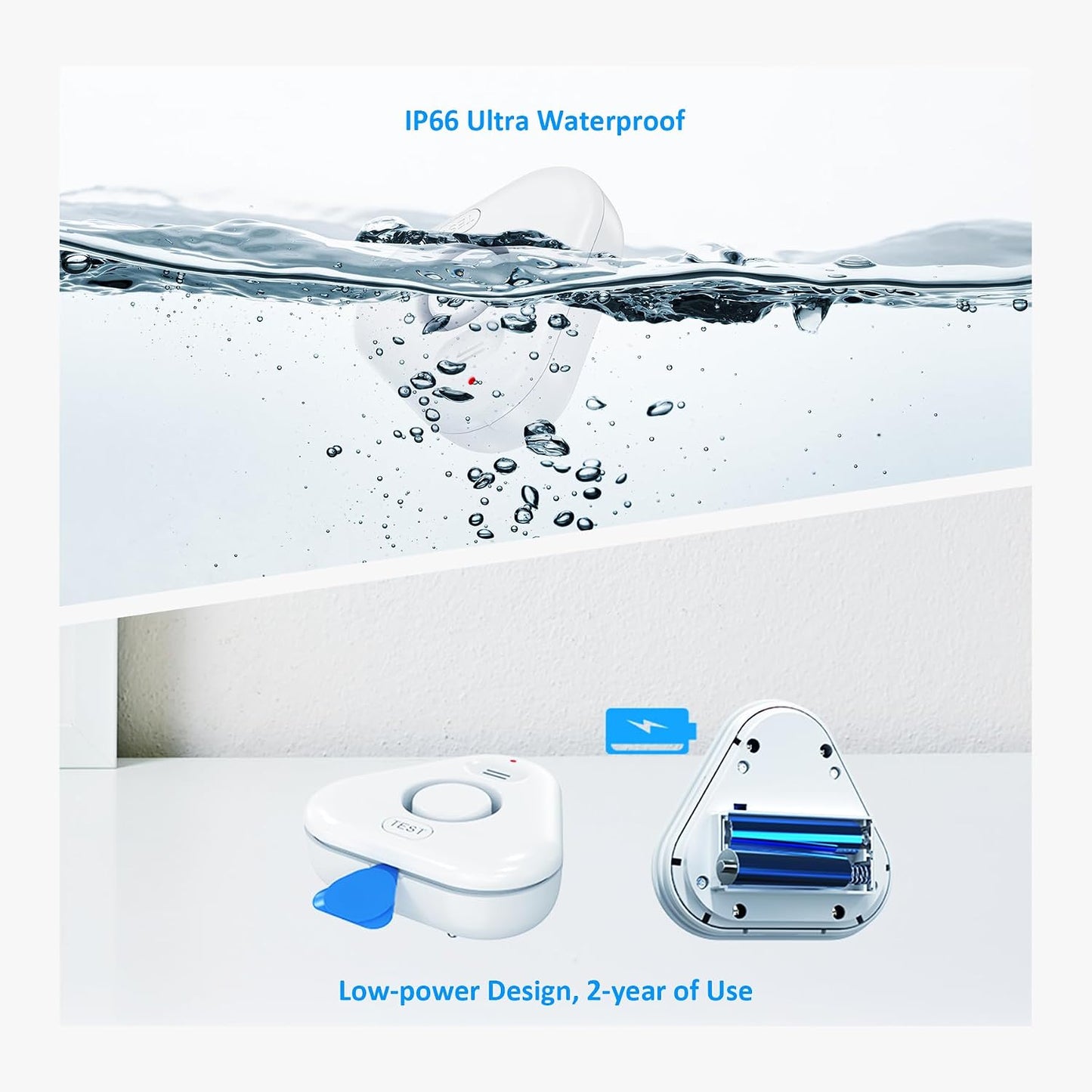 Stechro Water Leak Detector, 120dB Water Sensor Alarm, Water Leakage Detection Device for Home Pipe/Drain/Sink/Faucet Drip, Floor Flooding in Basement/Bathroom/Kitchen/Toilet/Laundry Room