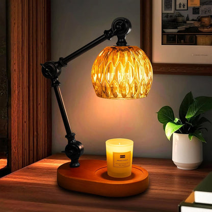 Candle Warmer Lamp, Dimmable Wax Melting Warmer with Adjustable Height, Bedroom Living Room Home Decor, Birthday Relaxation Gifts for Women (Green, Wave)