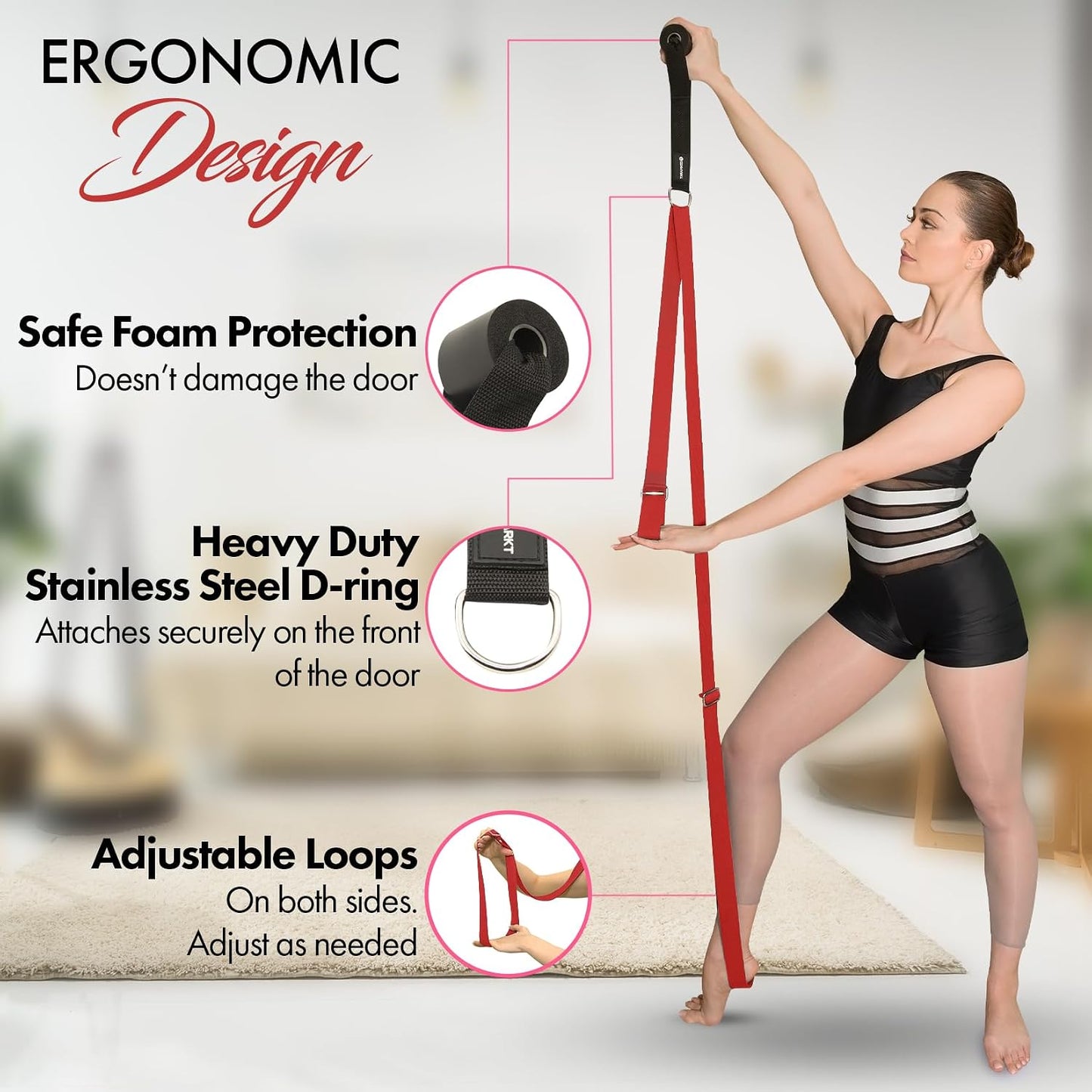 Stretching Strap with Door Anchor for Splits and Flexibility Training | Improve Leg Flexibility at Home, Ideal for Ballet, Dance, Cheerleading, Yoga, Pole Dance and Gymnastics