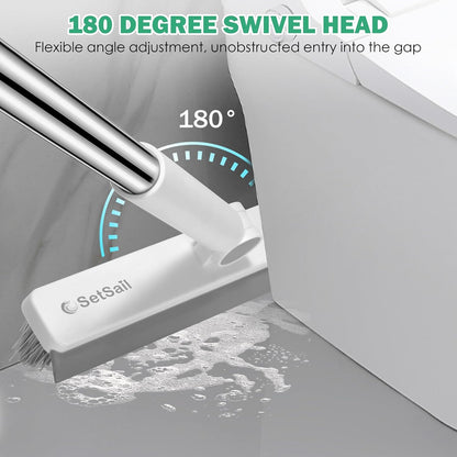 SetSail Floor Scrub Brush with 51-Inch Long Adjustable Handle 2 in 1 Scrape Brush Stiff Bristle Floor Scrubber for Cleaning Shower Bathroom Garage Kitchen Wall Deck Tub Tile | 2 in 1 Scrape Brush Stiff Bristle Floor Scrubber for Cleaning Shower Bathroom