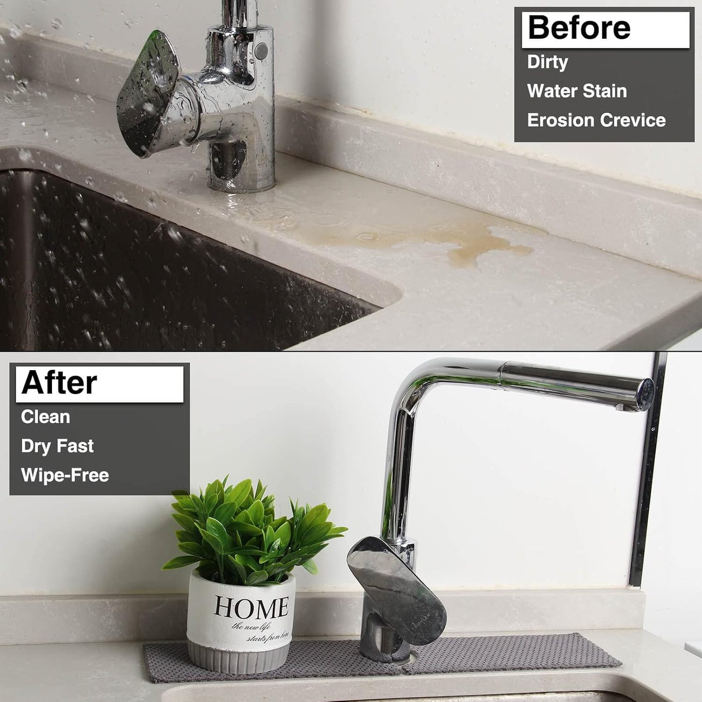 28'' Extended Kitchen Sink Faucet Absorbent Mat, Fabric | Sink Splash Mat|Faucet Drip Catcher|Sink Water Drying Mat