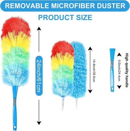 4PCS Microfiber Duster Kit, 3 in 1 Microfiber Dusters Retractable Gap Dust Cleaner and Chenille Duster with 83 inches Extra Long Extension Pole for Cleaning Ceiling Fan, High Ceiling
