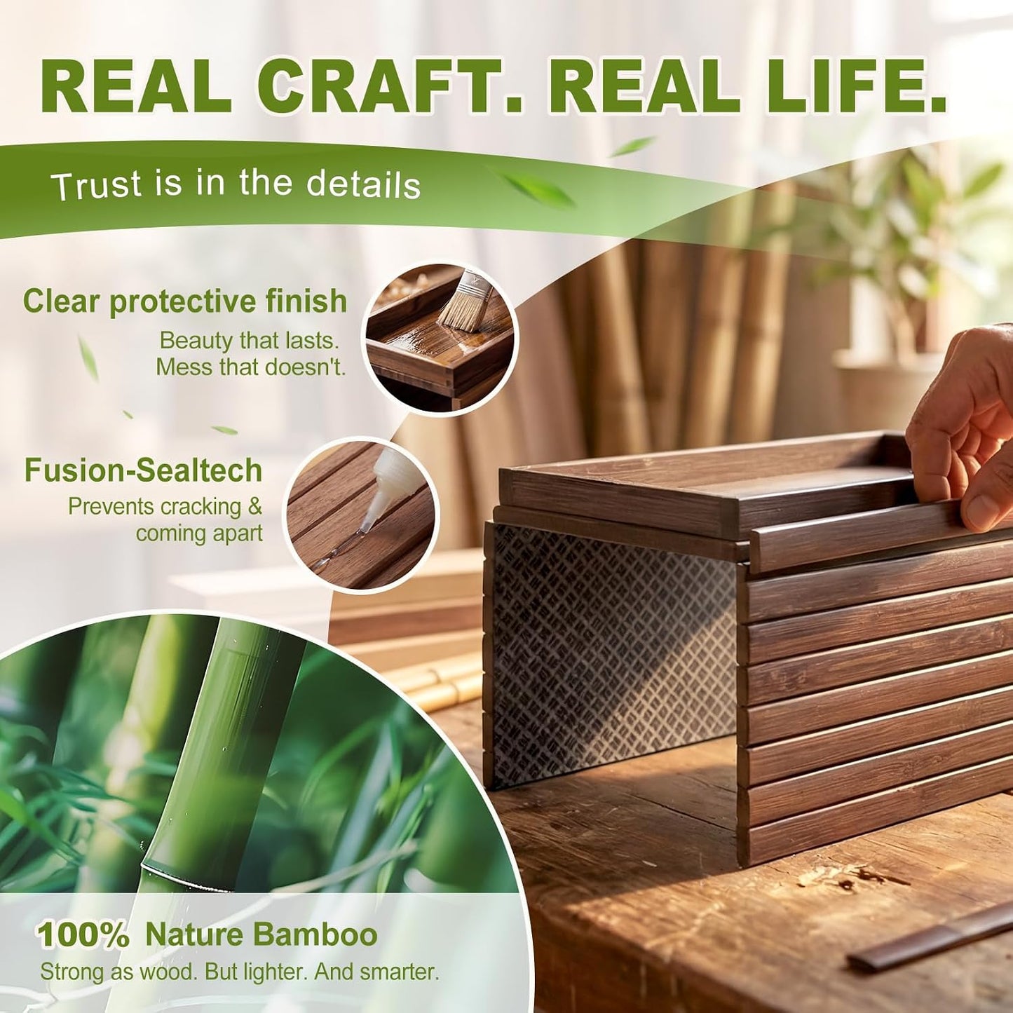 Sofa Arm Tray, Fits 6.5"+ Couch Armrest, Foldable Bamboo Large Storage Tray | Sturdy 12.5" x 5.8" Storage Compartment, Portable Chair Couch Caddy Arm Tray, For Cup TV Snacks Phone