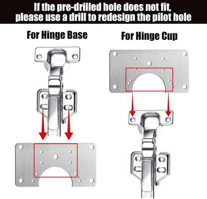 20 PCS Upgraded Cabinet Hinge Repair Plate Kit Thickened by 0.7 mm Stainless Steel Hinge Repair Brackets Kit Metal Hinges Repairs Fixing Plates with Screw for Kitchen Cupboard Door Locker Cabinet Door