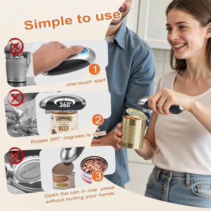 NOTUSIUY Rechargeable Auto Electric Can Opener, Hands-Free Smooth Edge, One-Touch Safe Opener for Seniors, Ideal Kitchen Gift