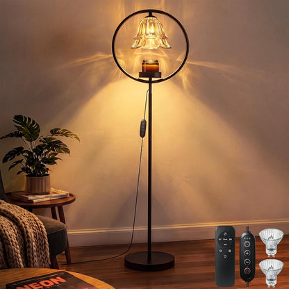 Candle Warmer Lamp with Timer & Dimmer, Black Candle Warmer Light for Jar Candles, Birthday Gifts for Women Mom Her, 50W Candle Floor Lamp for Wax Melt Warmer Modern Room Decor Light for Home(2 Bulbs)