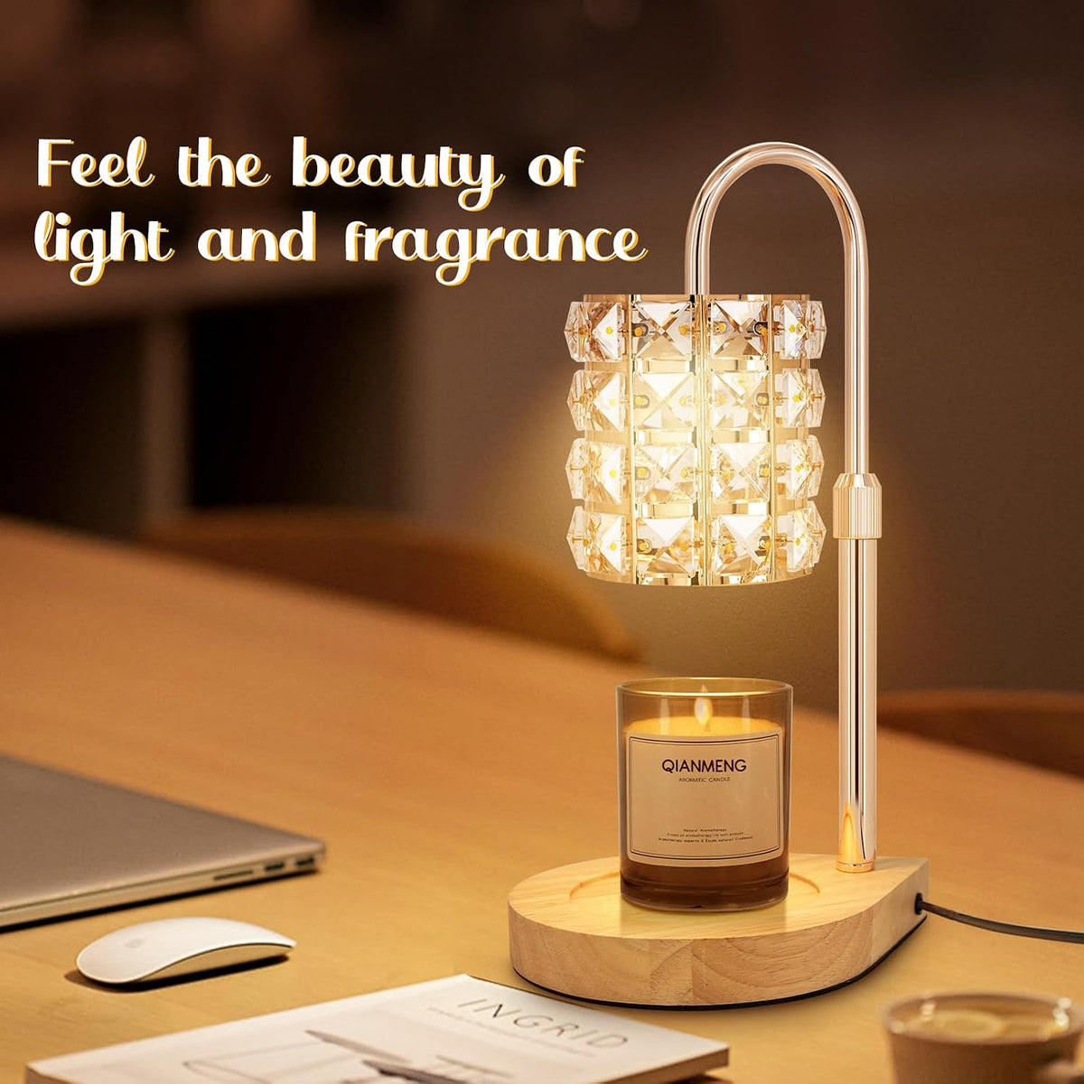 Candle Warmer Lamp with Timer, Electric Candle Warmer for Jar Candles, House Warming Gifts, Modern Home Decor Dimmable Wax Melting Lamp with Large Head, Black, Glass