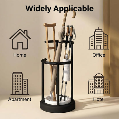 Umbrella Stand with Detachable Drip Tray, Rustproof Entryway Storage Rack | Removable Drip Tray, Rustproof Sturdy Metal, Space-Saving Organizer, Multi-Use for Umbrellas, Easy Install for Home Office
