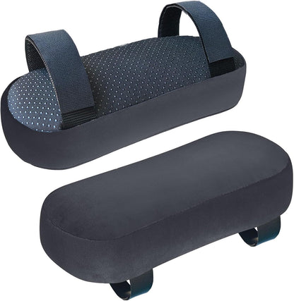 WdFour 2-Pack Non-Slip Armrest Pads for Office & Gaming Chairs - Ergonomic Forearm Support Pillow for Desk, Computer & Wheelchair, Pressure Relief Cushions (Black)