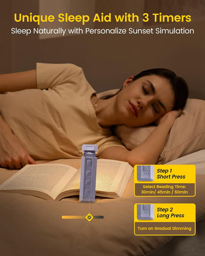 Glocusent Extendable Book Light, Full-Page USB Rechargeable Reading Light