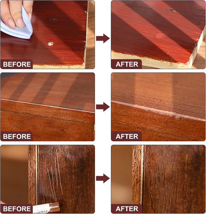 Furniture Repair kit, Wood Scratch Cover Markers*6 and Wax Filler Sticks*6 with Sharpener- 13Pack, Furniture Markers Touch Up Kit for Cover Ups Wooden Floors, Tables, Desks, Carpenters, Stains, Holes