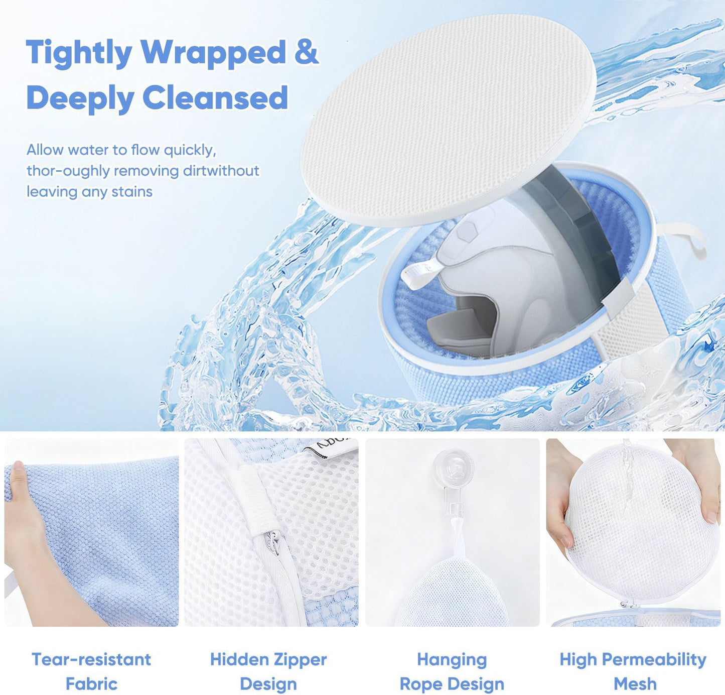 2-Pack Shoe Washing Machine Bags for Sneakers & Delicate Shoes, White | 3X Fade-resistant Fabric and 20,000+ Dense Fibers Lift Dirt, Protect Shoes and Reduce Scrubbing, Washer / Dryer Safe