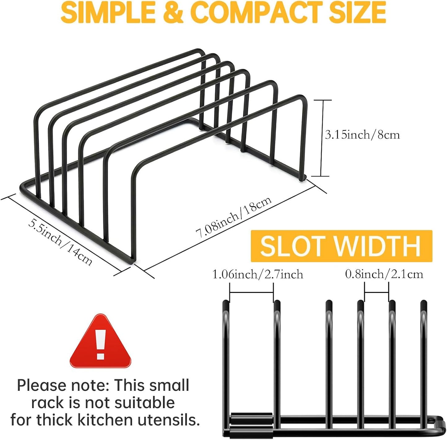 Kitchen Cutting Board Organizer Rack, 5-Slot Storage Holder for Boards, Bakeware, Cookie Sheets (1pc Black)