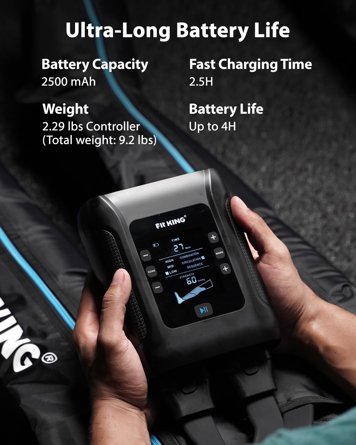 FIT KING Air Compression Leg Massager Recovery System Cordless M | FSA-HSA, Professional Compression Boots, Leg Compression, Sequential Compression Therapy, Fast Athlete Recovery & Circulation