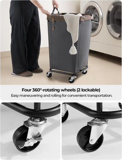 StorageWorks 160L Laundry Basket with Wheels, Rolling Hampers for Clothing | Beige Laundry Basket with Wheels, Metal Frame & Handles, Rolling Hamper for Bedroom, Bathroom, Dorm, Hotel