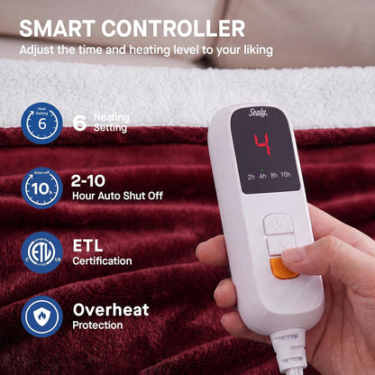 Sealy Electric Blanket Throw 50×60, Flannel to Sherpa, Charcoal