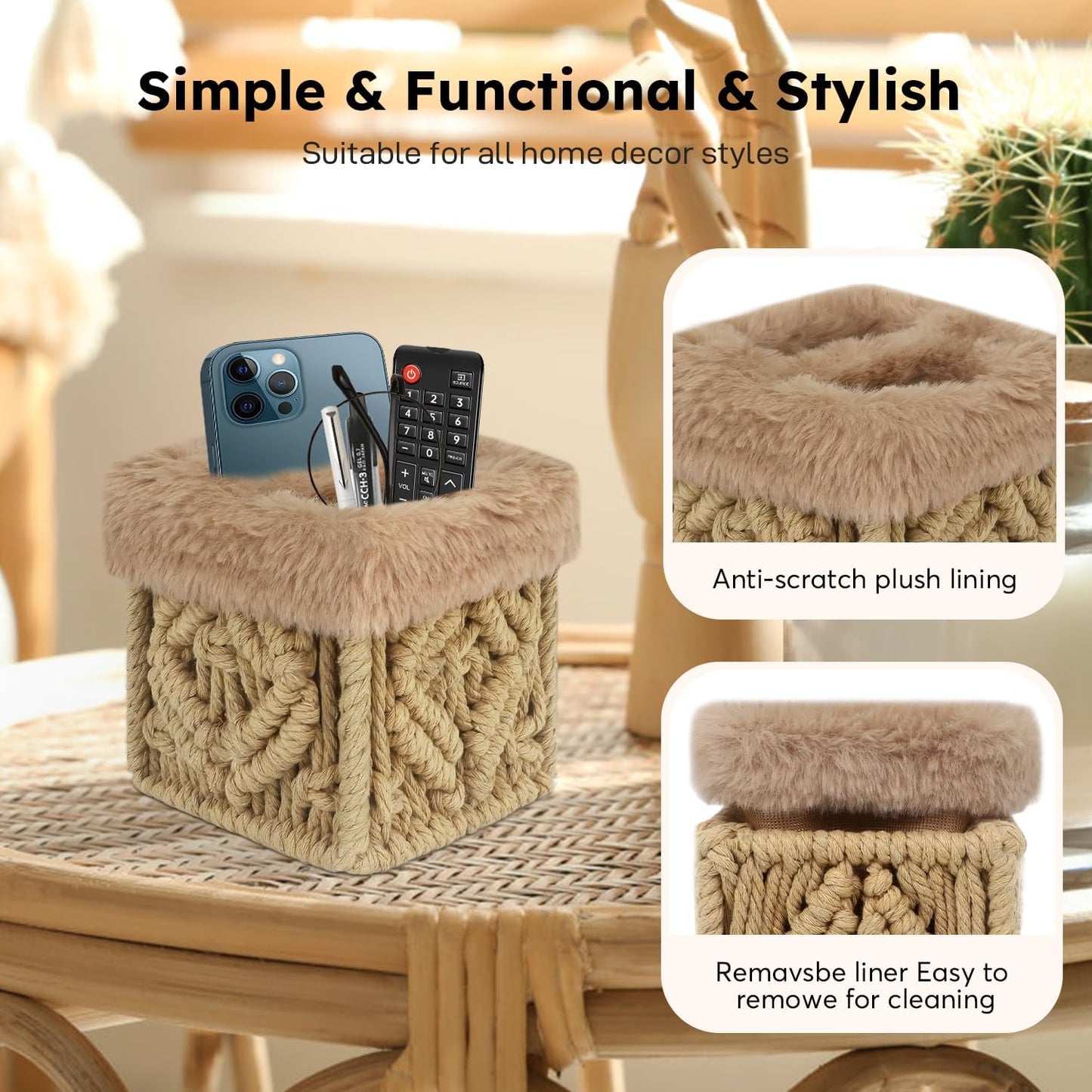 2 in 1 Glasses Holder, Double Plush Lined Eyeglass Holder Stand | 2 Slots Anti-scratch Eye-glasses Storage Organizer Case for Nightstand, Office Desk, Table, Brown