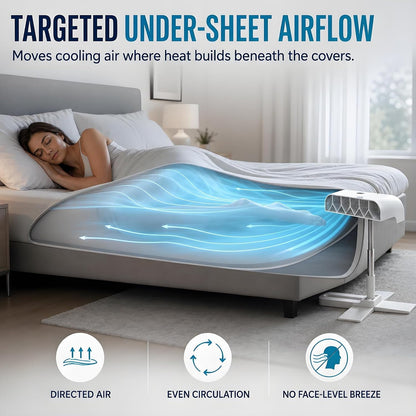 Bed Fan Under Sheets, Rechargeable Cordless Bed Cooling System for Hot Sleepers and Night Sweats, 5-Speed Quiet Mattress Fan with Remote, Adjustable Height 8.6–20.8 Inches