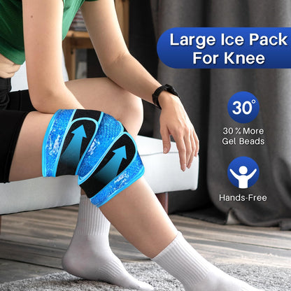 Knee Ice Pack Wrap for Pain Relief Reusable Gel Ice Wrap for Leg Injuries Swelling Knee Replacement Post-Surgery Recovery Adjustable Cold Compression Therapy Wrap for Arthritis