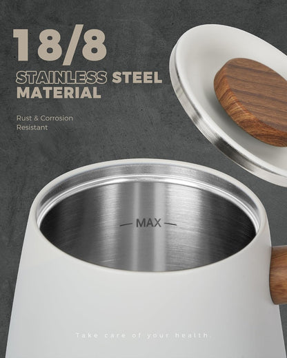 POLIVIAR Electric Gooseneck Kettle, 1350W Electric Tea Kettle Wood Pattern Handle, 34oz Pour Over Electric Kettle for Coffee & Tea, 18/8 Stainless Steel Inner, Temperature Control & Rapid Heating | 1350W, 34oz Pour Over Electric Tea Kettle for Coffee &