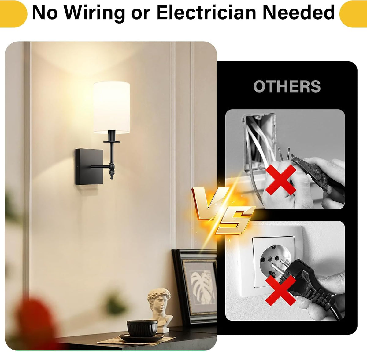 Battery Operated Wall Sconces Set of 2, Rechargeable Sconces with Remote