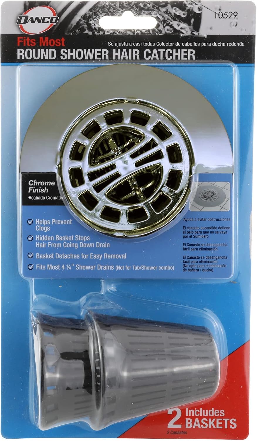Danco Shower Hair Catcher Baskets, 6-Pack, Black (10739P)