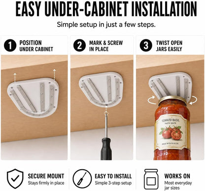 VURKO Under Cabinet Jar Opener Seniors Weak Hands V-Shape Grip Black