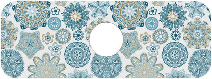 Aquamarine Blue Mexican Tiles Faucet Splash Guard Mat for Kitchen Sink 15x5.5" - Colors B