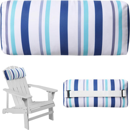 Headrest Pillow for Patio Chaise Lounge Chair, Outdoor Chaise Pillows with Adjustable Elastic Stripe Head Resting Pillows for Recliner Office Chair, Dark Blue 2 Pack