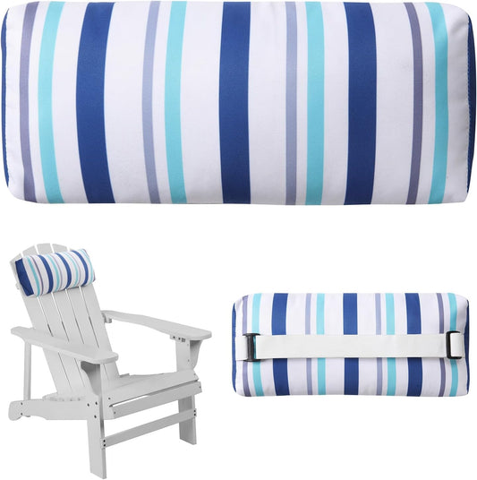Headrest Pillow for Patio Chaise Lounge Chair, Outdoor Chaise Pillows with Adjustable Elastic Stripe Head Resting Pillows for Recliner Office Chair, Dark Blue 2 Pack
