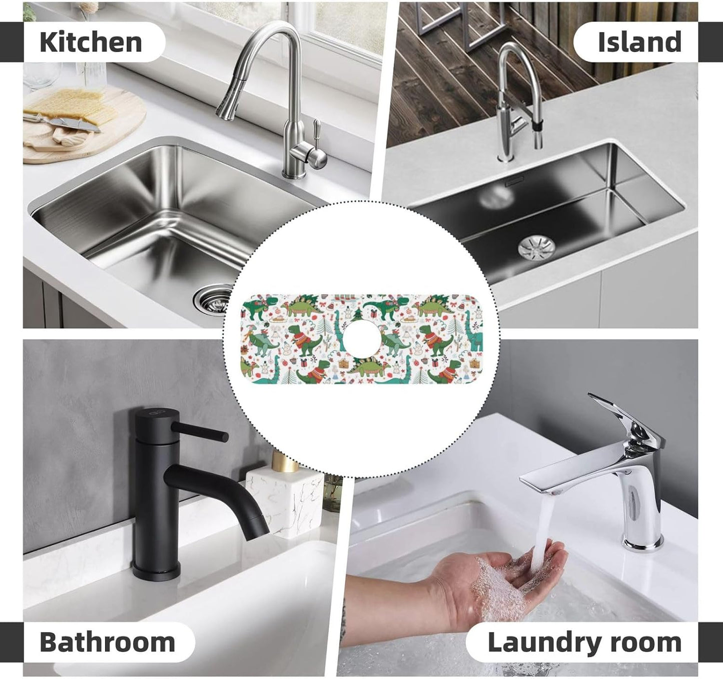 Wildflowers Floral Flower Kitchen Sink Splash Guard Faucet Mat Super Absorbent Fast Drying Mat Sink Gadgets-Fast Drying Pad Sink Mat For Kitchen Bathroom (15" X 5.5" )