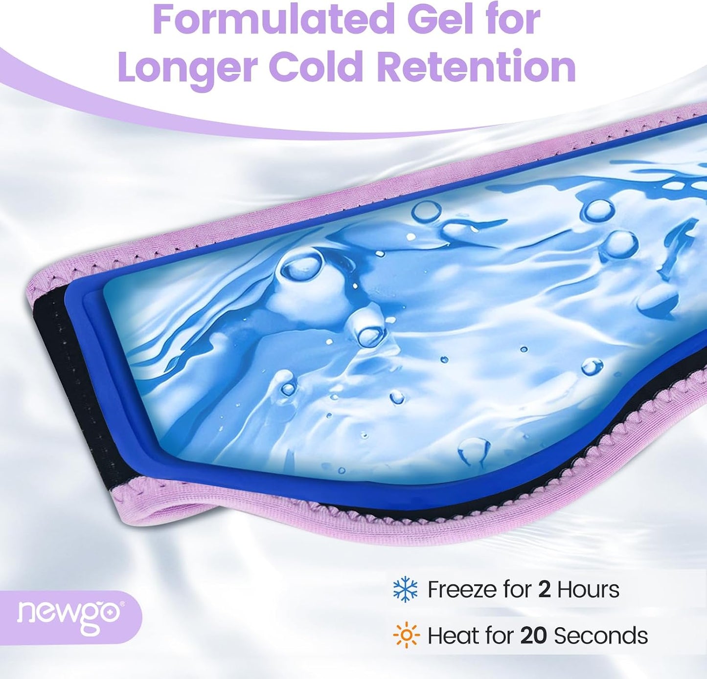 NEWGO Headache Ice Pack Head Wrap for Migraines, FSA Eligible | Reusable Head Ice Wrap, Removable Machine Washable, Soothes Tension Headaches, Sinus Pain, Chemo Discomfort, and Hot Flash