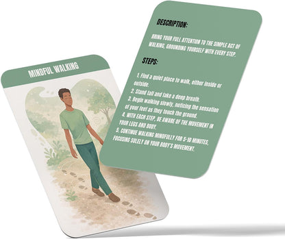 Somatic Therapy Exercise Cards, 50 Nervous System Regulation Tools for Anxiety Relief & Stress Soothing, Therapy Practice Cards with Display Stand, Mindfulness, Breathwork, Grounding, Movement