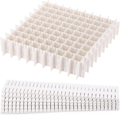acDesign 40Pcs Grid Drawer Dividers, Adjustable Drawer Organizer for Socks, Underwear, Lingerie, Makeup, Bedroom Office Kitchen Storage (White)