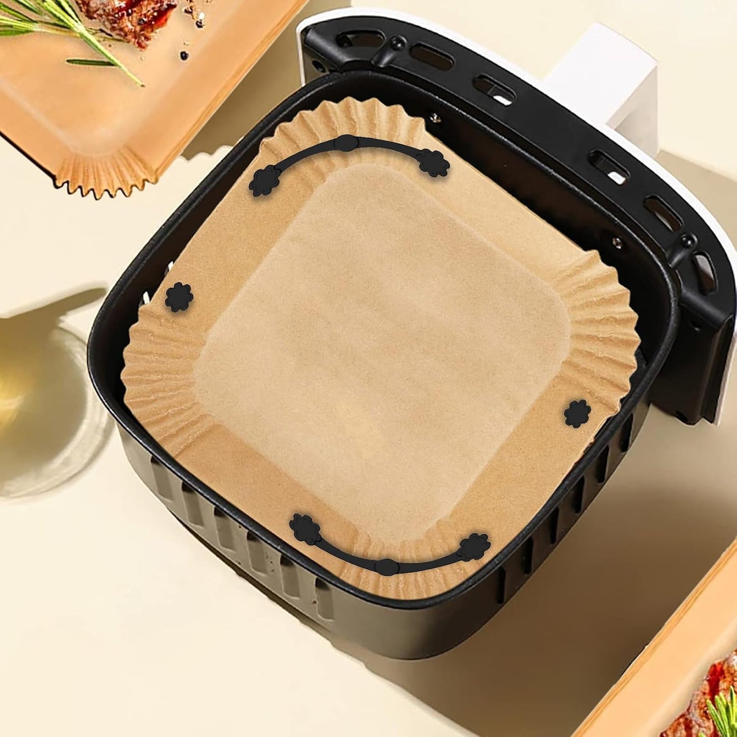 Air Fryer Magnets Silicone Buckle for Parchment Paper Liners, High-Temp Resistant Air Fryer Accessories, Safely Lock Paper from Heating Element or Covering Food, Prevent Burning (Red)