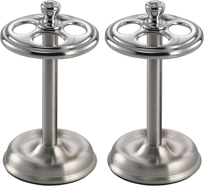 iDesign Steel Divided Toothbrush Holder Stand, 3.25" x 3.25" x 5.75" | Four Divided Compartments, Brushed Nickel & Polished Chrome