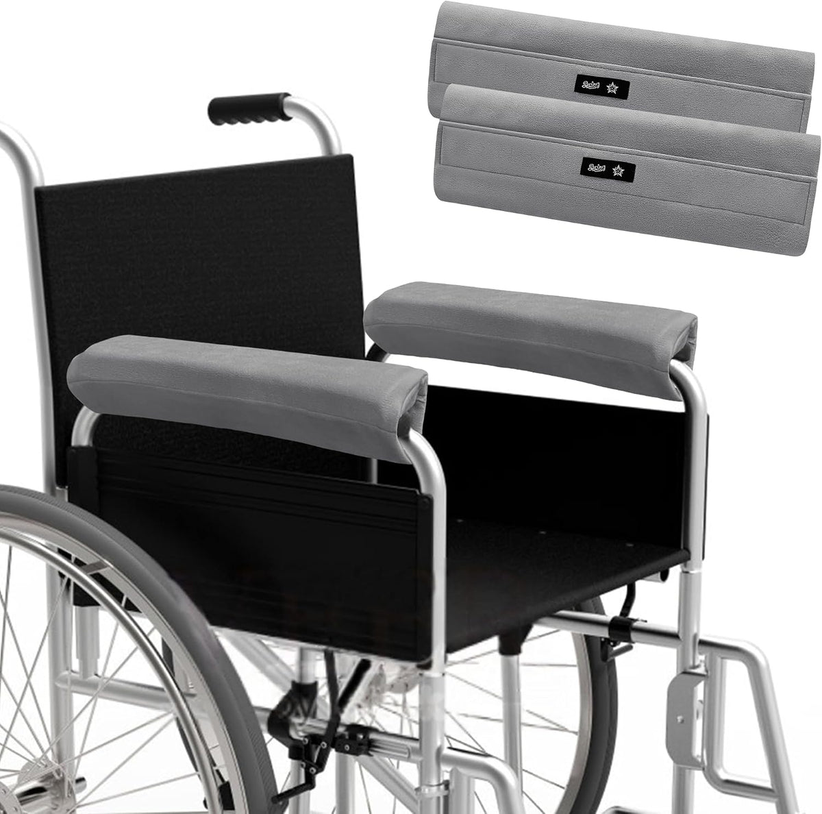 SPRING SEAON Wheelchair Armrest Covers, Soft Suede Memory Foam Pads, 1 Pair
