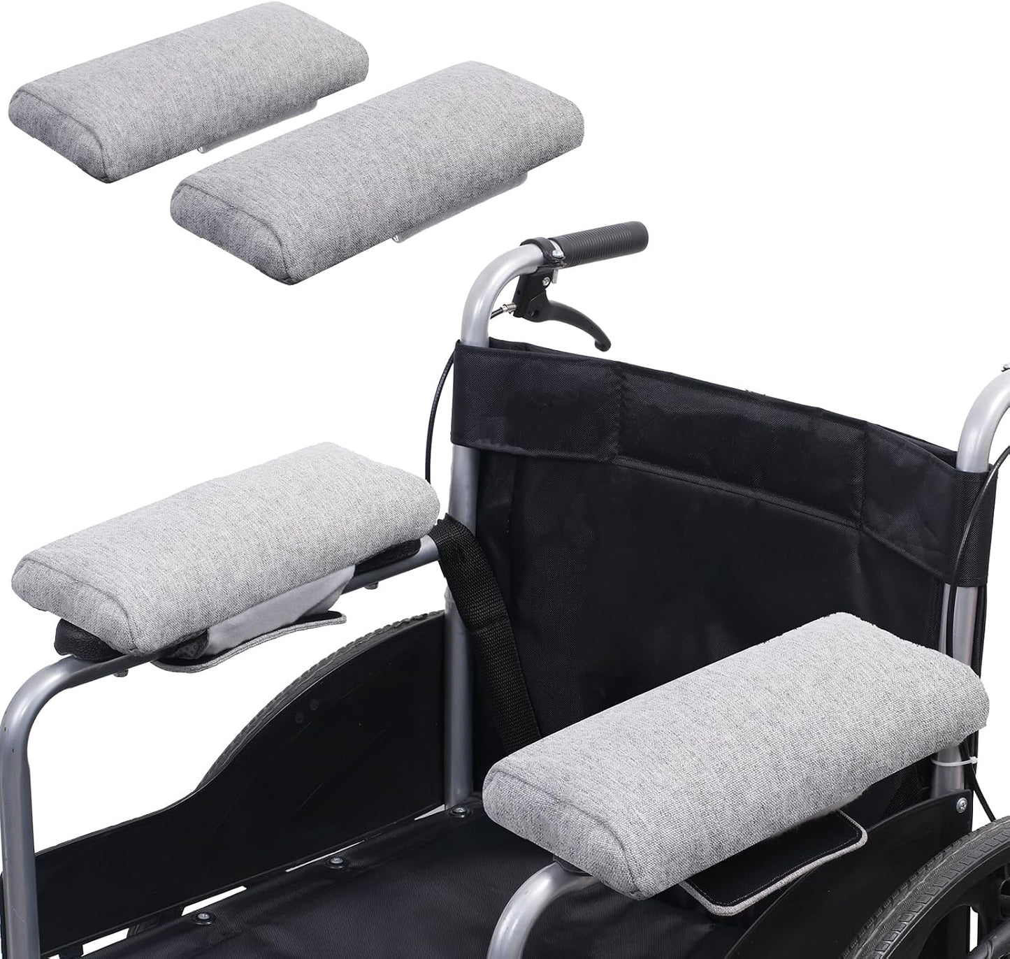 Wheelchair Armrest Pad, Mobility Scooter Elbow Pillow Tray Soft Cushion, Ergonomic Forearm Support Pillow, Arm Rest Covers for Office Chairs, Wheelchair, Comfy Gaming Chair, Grey