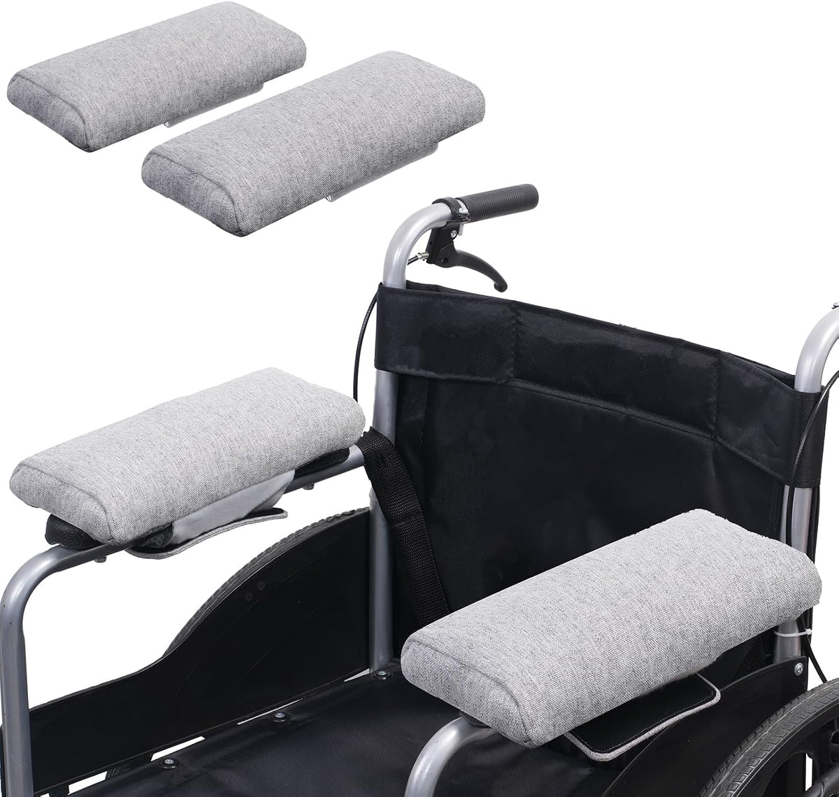 Wheelchair Armrest Pad, Mobility Scooter Elbow Pillow Tray Soft Cushion, Ergonomic Forearm Support Pillow, Arm Rest Covers for Office Chairs, Wheelchair, Comfy Gaming Chair, Grey