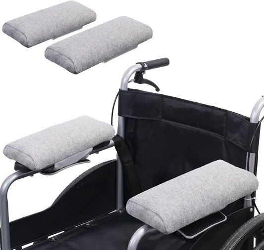 Wheelchair Armrest Pad, Mobility Scooter Elbow Pillow Tray Soft Cushion, Ergonomic Forearm Support Pillow, Arm Rest Covers for Office Chairs, Wheelchair, Comfy Gaming Chair, Grey