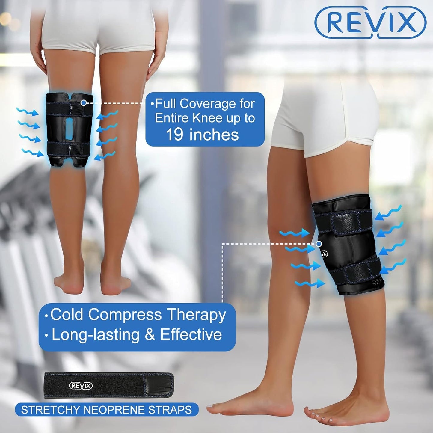 REVIX XL Knee Ice Wrap Around Entire Knee, Gel Ice Pack for Muscle Ache, Cold Pack to Reduce Discomfort and Promote Flexibility, Soft Plush Linings, Purple