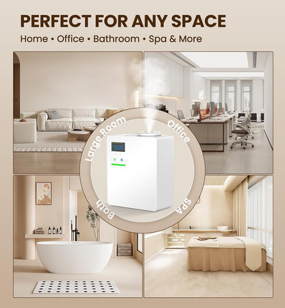 Waterless Essential Oil Diffuser 5000 Sq.Ft Coverage for Large Home, Hotel, or Office, 200ml Cold Air Scent Diffuser Machine with Bluetooth App Control, Quiet No-Heat HVAC Fragrance Diffuser