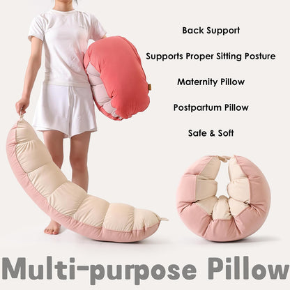 Peallow(Pat. Pend) – Long Round Body Pillow for Adults, Bolster Pillow for Sleeping, Soft and Supportive Pillow for Sleeping & Lumbar Support (Green-White, 29.5")