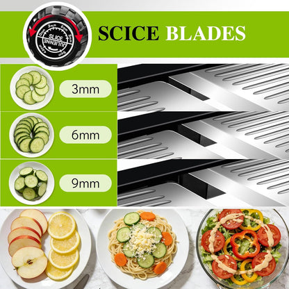 MASTERTOP Mandoline Slicer, 5 in 1 Mandoline Food Slicer, Dishwasher Safe | Stainless Steel Mandoline Slicer, Adjustable Vegetable Slicer for Fruit, Cheese, Send Cut Proof Gloves & Cleaning Brush