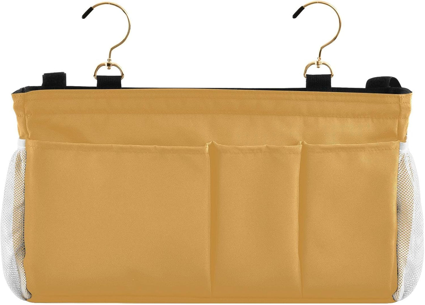 Black Bedside Caddy Storage Bag Bedside Organizer for Bed Rails College Dorm Room Organizer Caddy Hanging Shelf 6 Pockets with Hooks for Drinks Magazine Phone Holder